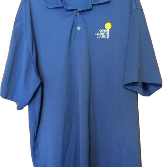 NIKE Golf Polo Shirt 2XL Dri-Fit Curry Celebrity Classic Blue Golf - Apollojets - Picture 2 of 9